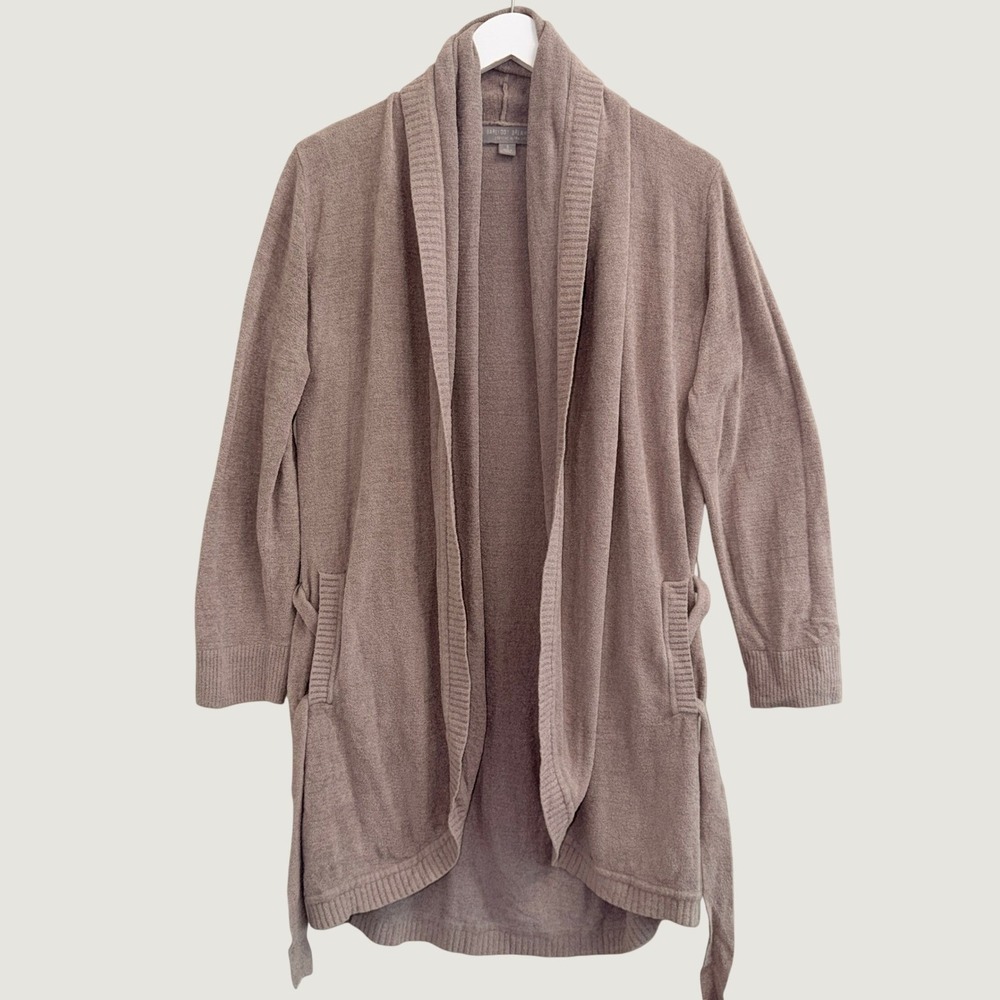 Barefoot Dreams CozyChic Ultra Lite Belted Cardigan Robe Taupe Size Small- Soft